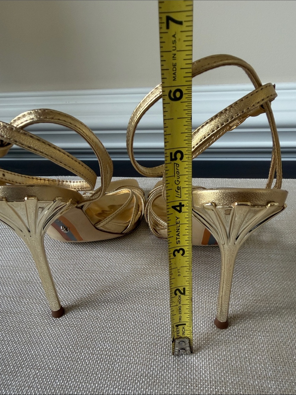 Sam Edelman Metallic Gold Strappy High Heel Sandals - Picture 6 of 11